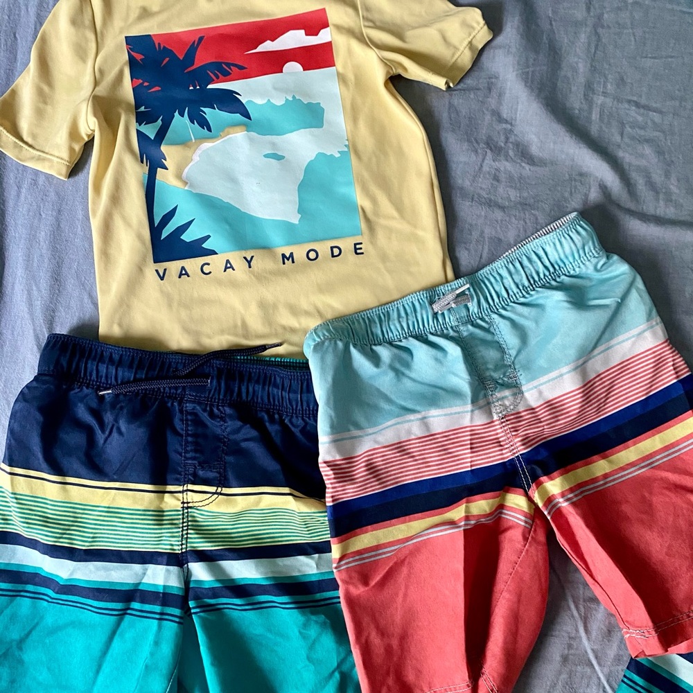 Boys Swim shorts trunks Rash guard size 4T
